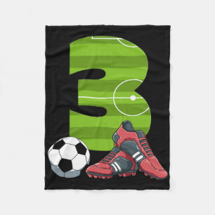 3 Birthday Soccer First Birthday Footll Kids Fleece Blanket