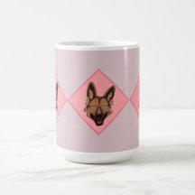 3 Black and Tan German Shepherd red diamond mug