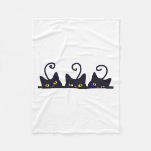 3 Black Cats Funny Cat Lovers Design Women Men Gir Fleece Blanket