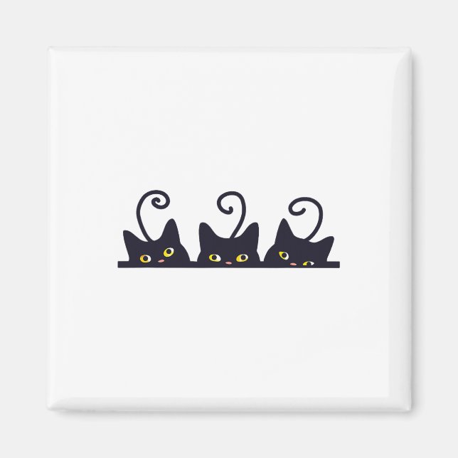 3 Black Cats Funny Cat Lovers Design Women Men Gir Magnet (Front)