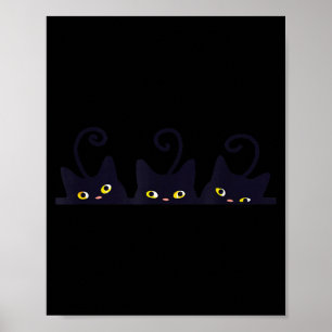 3 Black Cats Funny Cute Design Women Men Girl Boy Poster