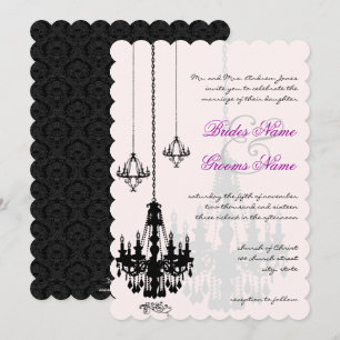 3 Black Chandeliers Shadows Wedding Invitations