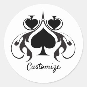 3 Black Spades Tribal Thunder_Cove Classic Round Sticker