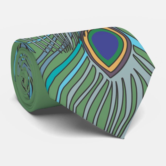 3 Blue Feathers Peacock Tie 4 Weddings OR Anytime (Rolled)