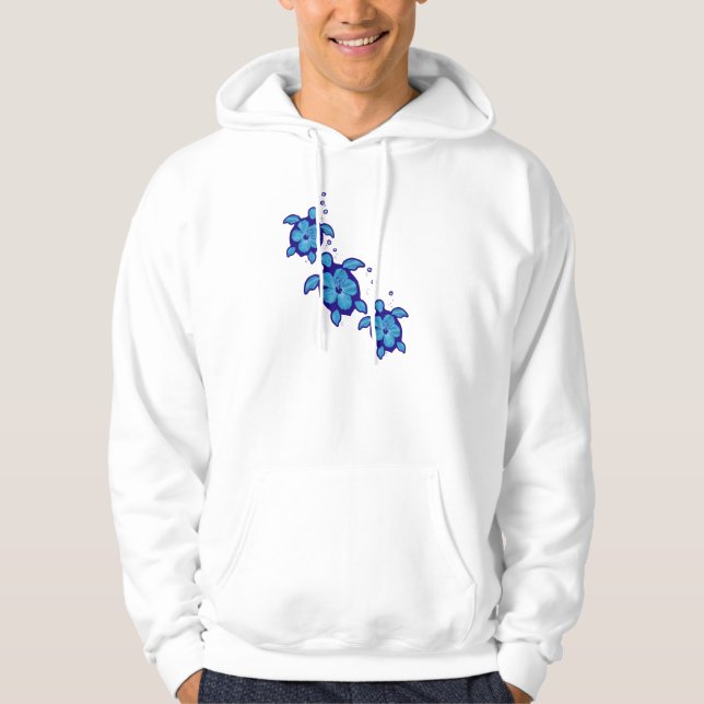 3 Blue Honu Turtles Hoodie (Front)