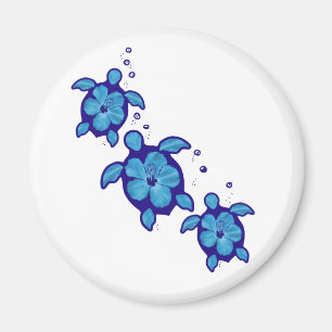 3 Blue Honu Turtles Magnet