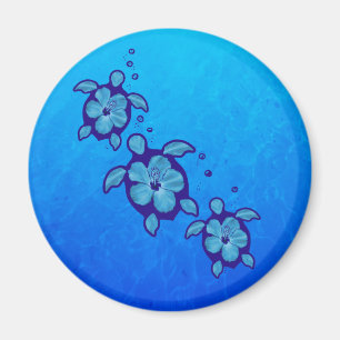3 Blue Honu Turtles Magnet
