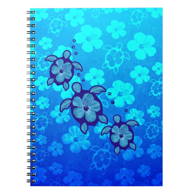 3 Blue Honu Turtles Notebook (Front)