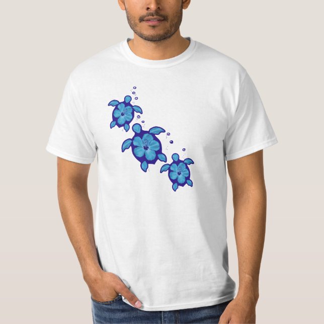 3 Blue Honu Turtles T-Shirt (Front)