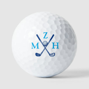 3 Blue Initials or Short Three Letters Name Golf Balls