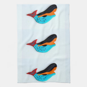 3 blue mermaids kitchen towel