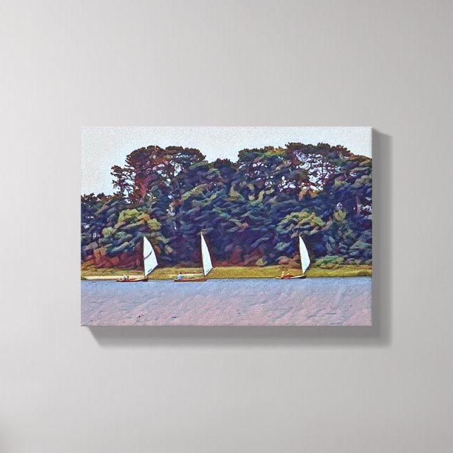 3 Boat Cotuit Skiff Race Canvas Print (Front)