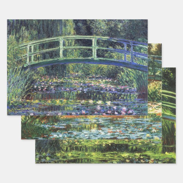 3 Bridge Over the Waterlily Pond by Claude Monet Wrapping Paper Sheet (Set)