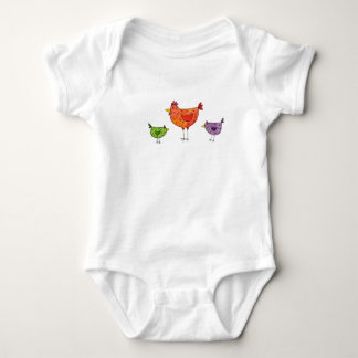 3 Bright Chickens Baby Bodysuit
