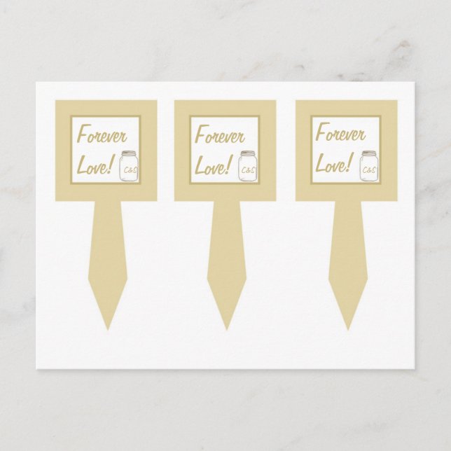 3 Brown/Tan Mason Jar Wedding Cup Cake Picks Postcard (Front)