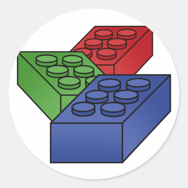 3 Building Blocks Classic Round Sticker (Front)