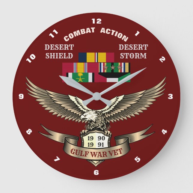 3 CAMPAIGN STARS PERSIAN GULF WAR VETERANS LARGE CLOCK (Front)