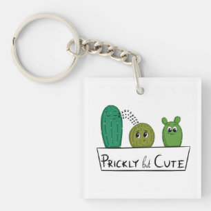 3 Cartoon Cactus Infants in Planter Key Ring