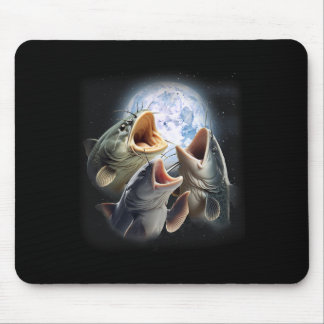 3 Catfish Howling At The Moon Funny Catfish Fishin Mouse Pad