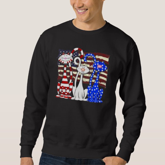 3 Cats Kitten American Flag 1 Sweatshirt (Front)