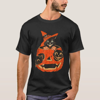3 Cats Pumpkin Carved Jack O Lantern Cat Halloween T-Shirt