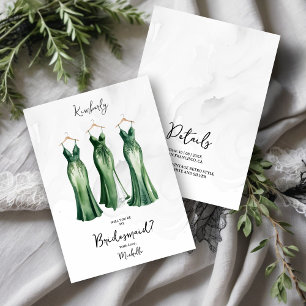 3 Chic Green Bridesmaid Dresses Watercolor Request