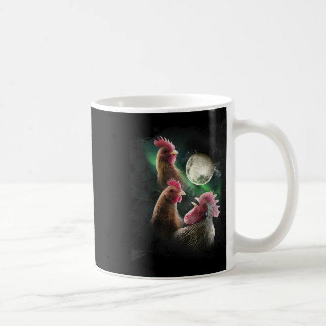 3 Chicken Moon Wolf Chickens Howling Wolves  Coffee Mug (Right)