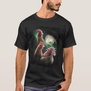3 Chicken Moon Wolf Chickens Howling Wolves T-Shirt