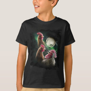 3 Chicken Moon Wolf Chickens Howling Wolves T-Shirt
