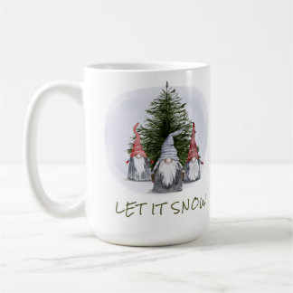 3 Christmas Gnomes Let it Snow Coffee Mug