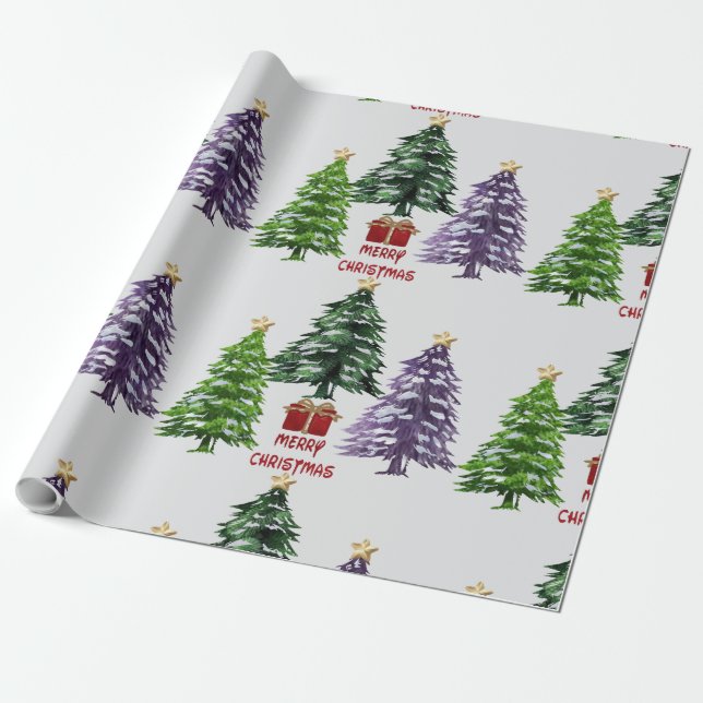 3 Christmas Trees  Wrapping Paper (Unrolled)