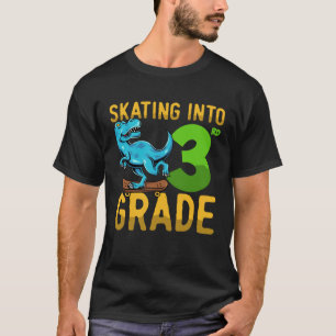 3 Class Dinosaur Skateboard Last First Day School  T-Shirt