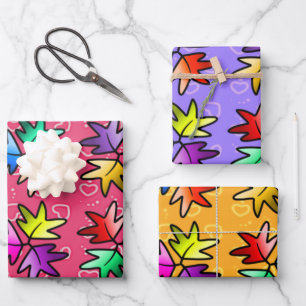 3 colour Kids wrapping paper- heartstopper leaves Paper Sheet