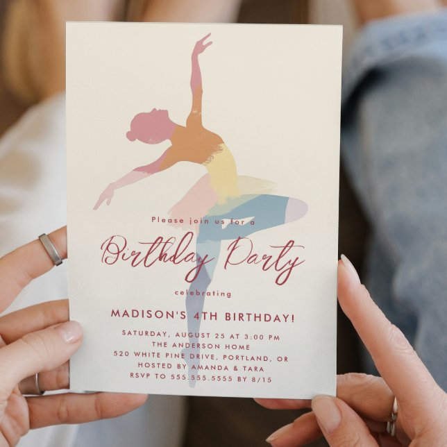 3 colour Silhouette Ballerina Birthday Party  Invitation (Creator Uploaded)