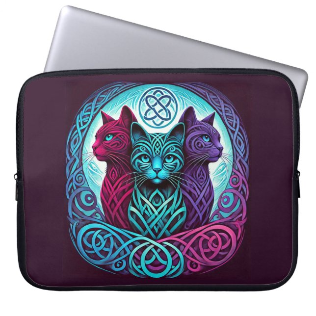 3 Colourful Cats Circle Laptop Sleeve (Front)