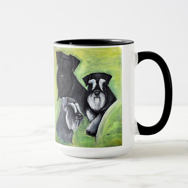 3 colours of miniature schnauzers cup (Right)