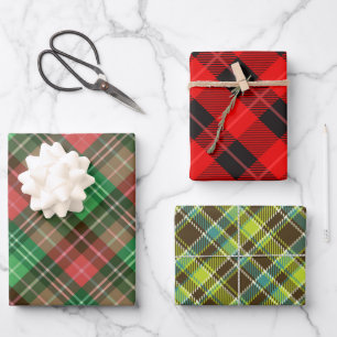 3 colours plaid pattern wrapping paper sheets 2