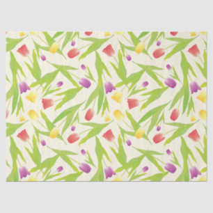 3 Colours Tulips Illustration Seamless Pattern Tissue Paper