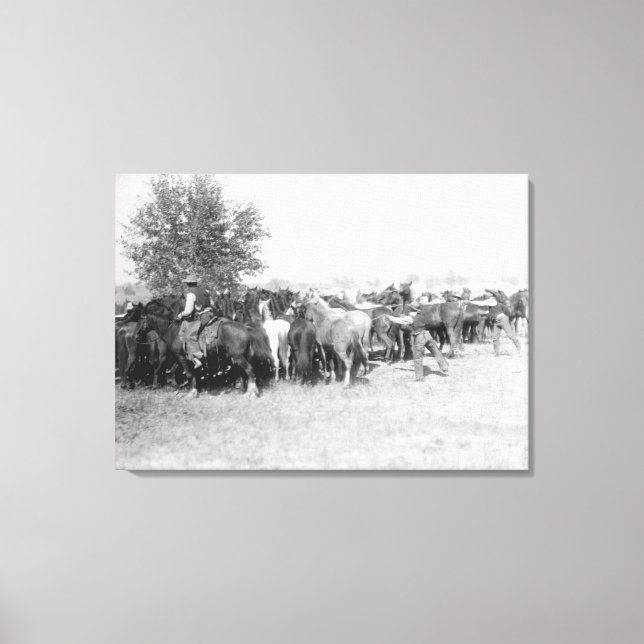 3 Cowboys Roping Horses PhotographSouth Dakota Canvas Print (Front)