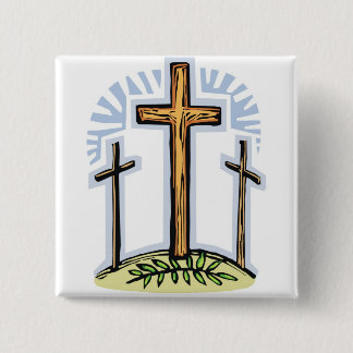 3 crosses 15 cm square badge