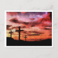 3 Crosses Sunset painting