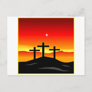 3 Crosses Sunset Postcard
