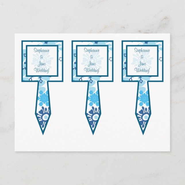 3 Cup Cake Picks Blue Tree / Snowflakes Postcard (Front)