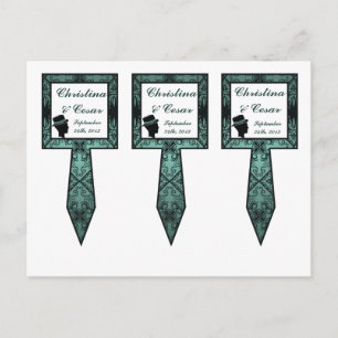 3 Cup Cake Picks Damask Teal Couple Man Woman Hat Postcard