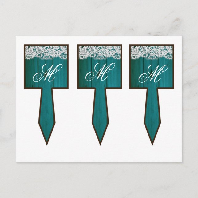 3 Cup Cake Picks Distrissed Teal Wood Lace Postcard (Front)