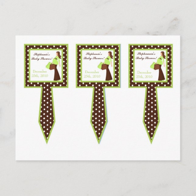 3 Cup Cake Picks Green Mod Mum Polka Dots Invitation Postcard (Front)