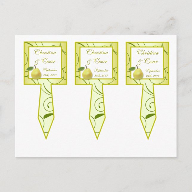 3 Cup Cake Picks Lime Green Pear Swirls Postcard (Front)