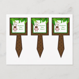 3 Cup Cake Picks Monkey Swing Jungle Safari Animal Invitation Postcard