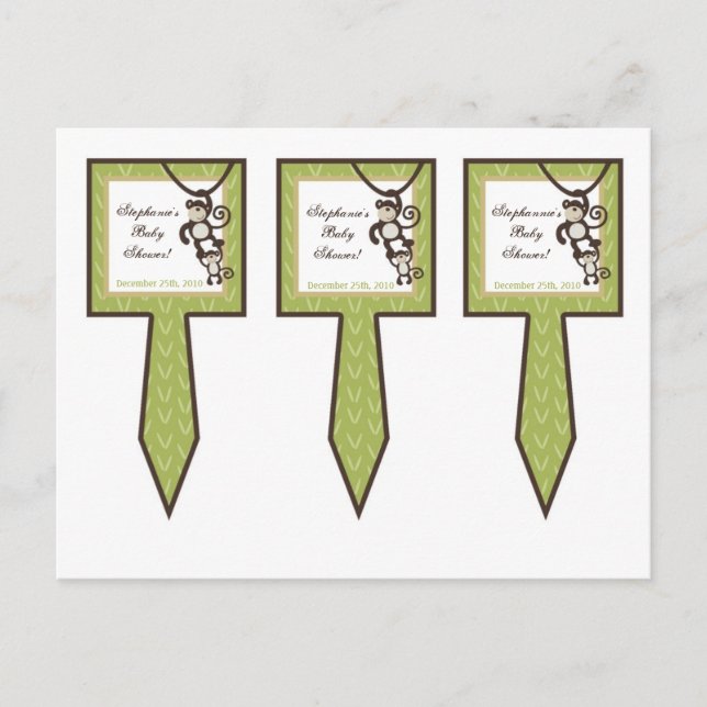3 Cup Cake Picks Monkey Time Zoo Animal Invitation Postcard (Front)