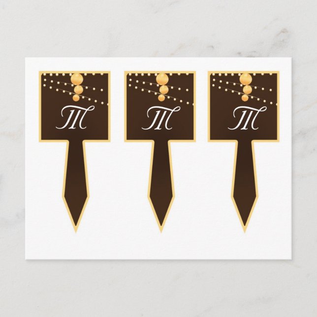 3 Cup Cake Picks Paper Lanterns on Brown Chineese Postcard (Front)